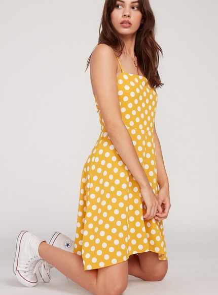 Volcom Retro Yellow Polka Dot Dress - Picture 10 of 16